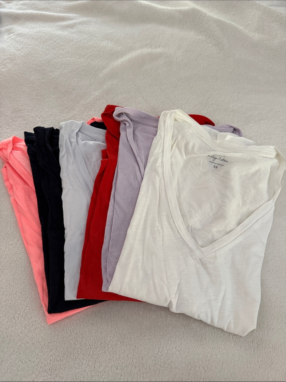 Jcrew Vintage Cotton V-Neck Tee Lot - White, Lavender, Red,Lt Blue, Navy, Pink